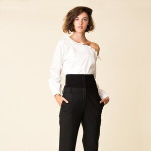 Tibi Satin Poplin One Shoulder Top Size S